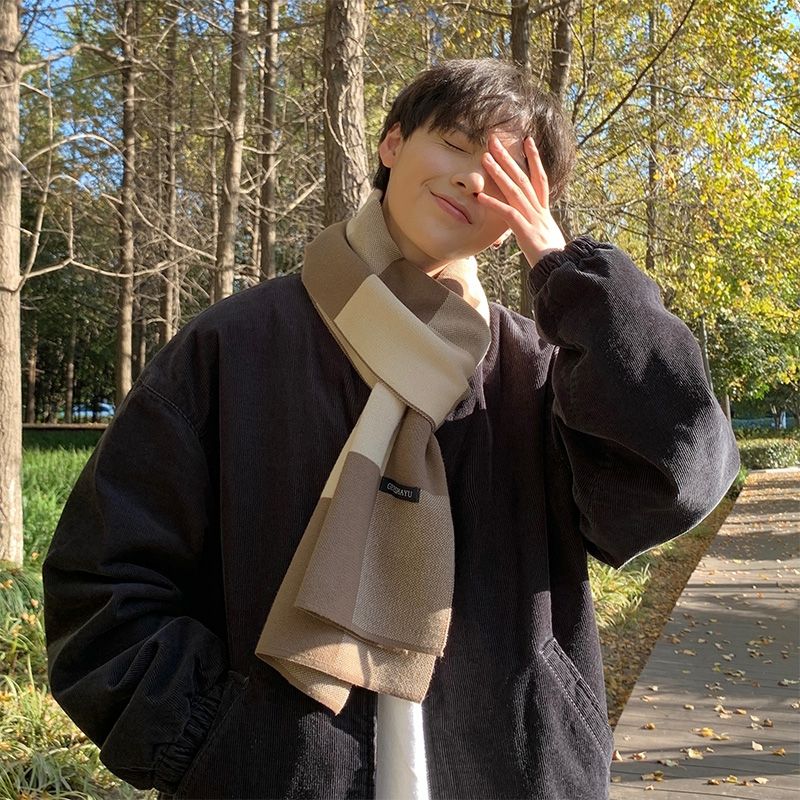 Men's autumn and winter new trendy frontline, versatile wool warm scarf, elegant style Specification image