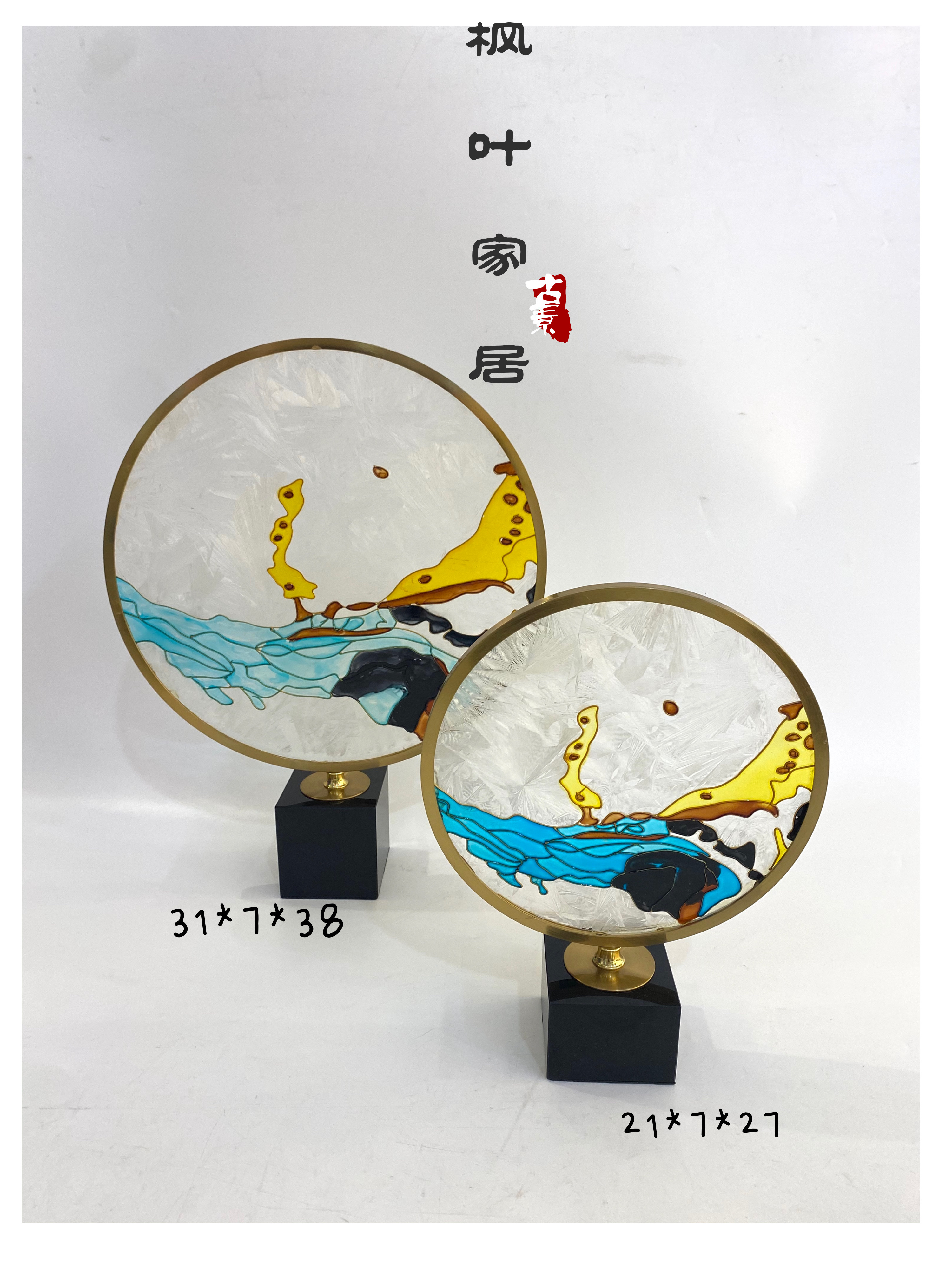 枫叶陶瓷摆件工艺品中式摆件客厅玄关装饰品