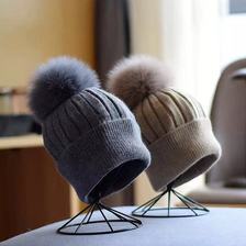 2021新款帽子男士潮秋冬季百搭大头围毛线帽针织帽女保暖冷帽冬天毛毛球