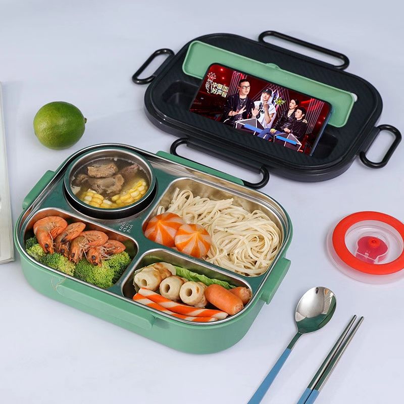 工厂直销学生上班族带饭保温方便学校餐盒不锈钢三格四格餐盒网红同款产品详情图3