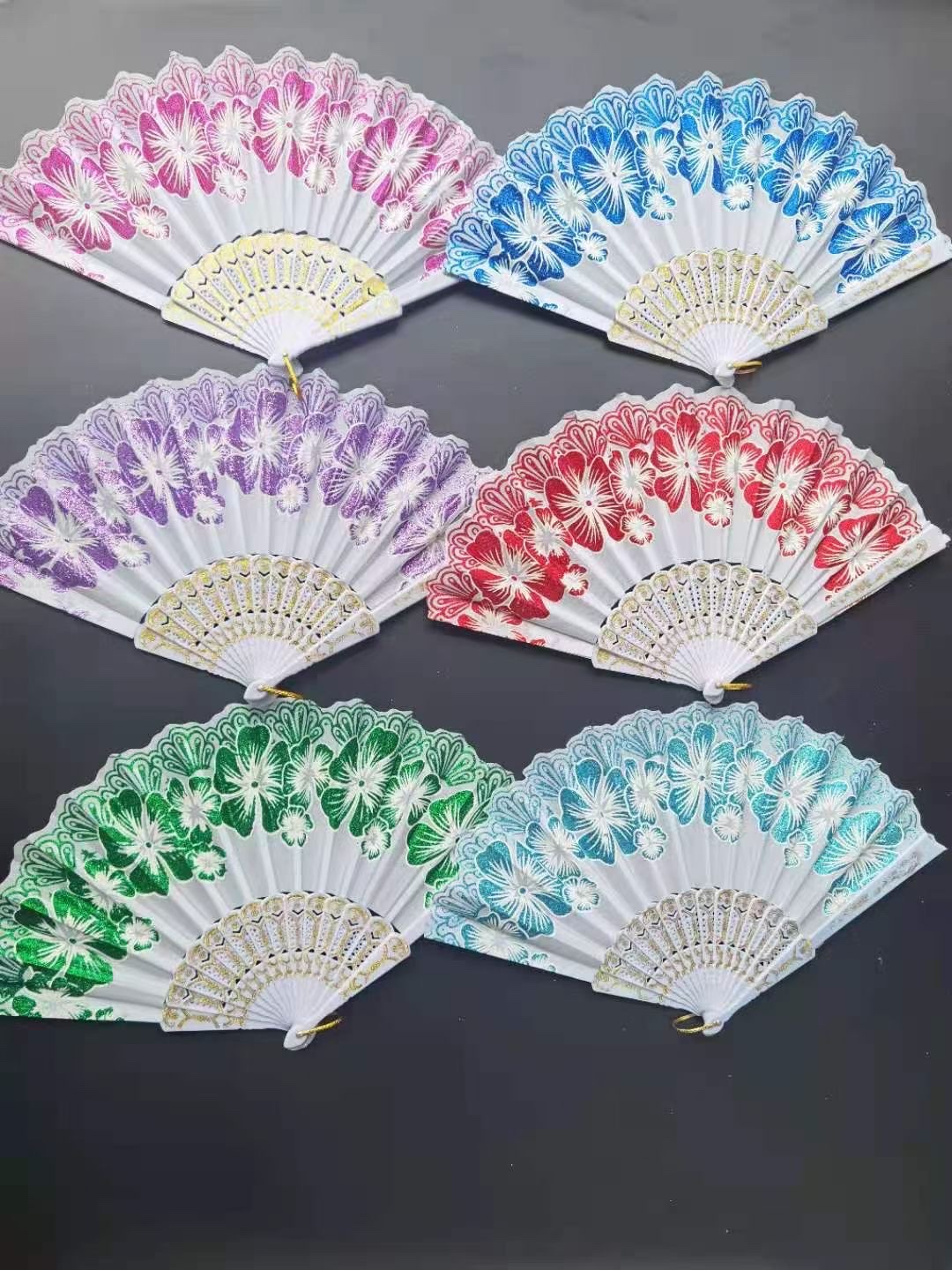 大花扇子中国传统舞蹈扇子中国风扇子可定制