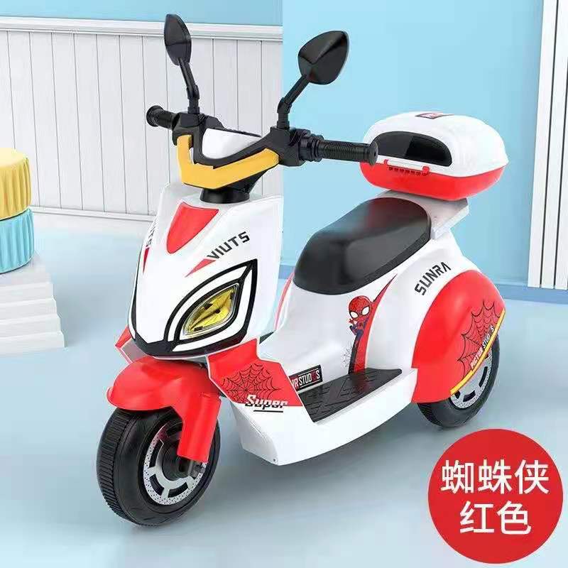 Motocicleta eléctrica para niños multifunción early learning player realista LED eye flash gran espacio maletero ensanchado y ruedas ampliadas doble freno de disco delantero y trasero estilo multifunción early learning player (música historia poema antiguo Item Picture