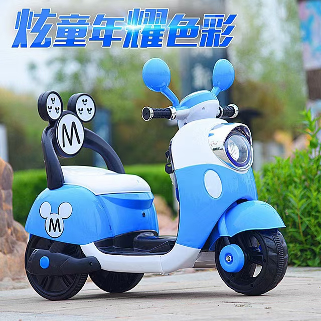 Motocicleta eléctrica para niños cuerpo sólido triángulo función de educación temprana música luz asiento amplia distancia entre ejes super carga resistente neumáticos simulación coche color de la luz 3D cilindro de modelado 6V4.5 cilindro motor 380*1 Item Picture