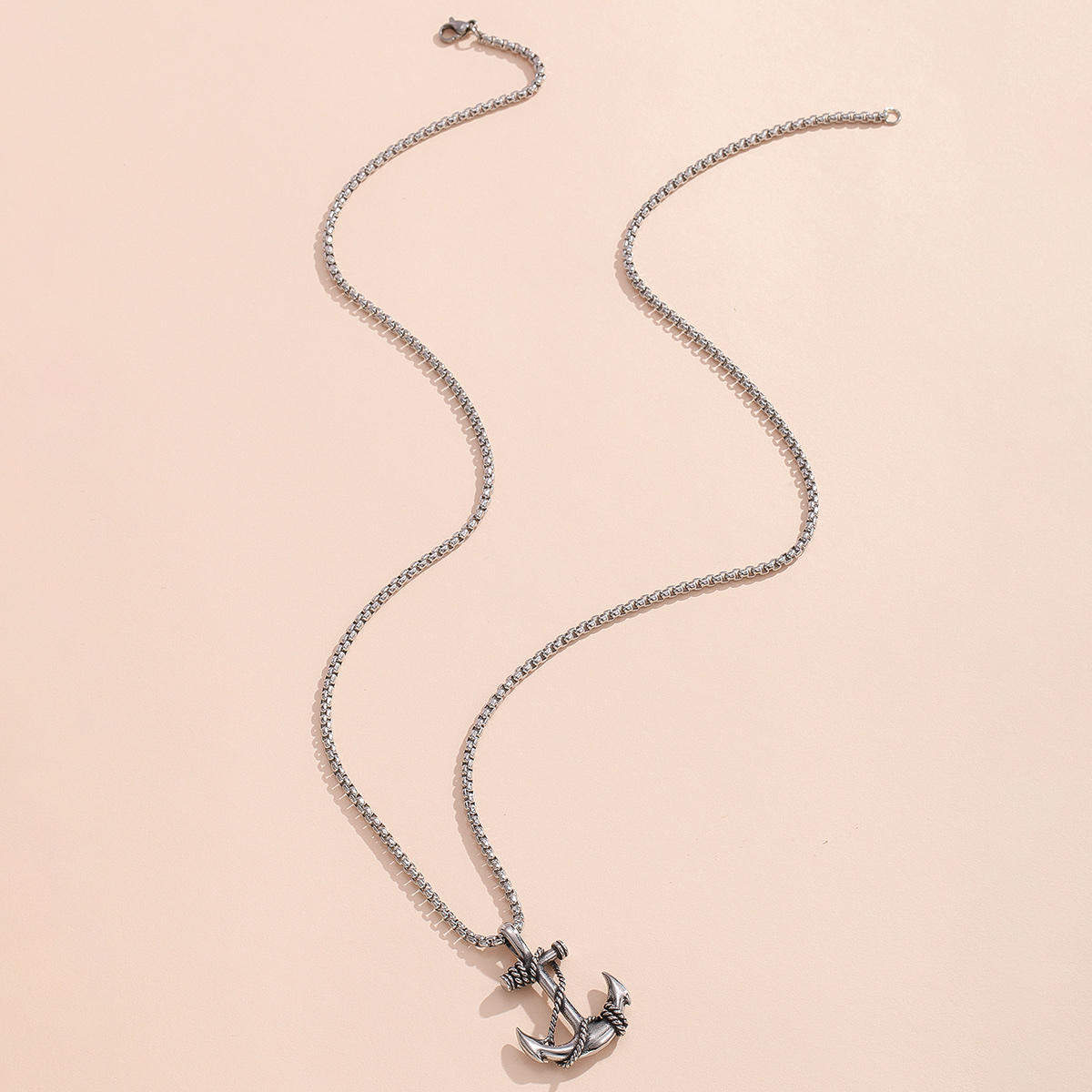 A stainless steel pendant necklace with pirate ship anchor Item Picture