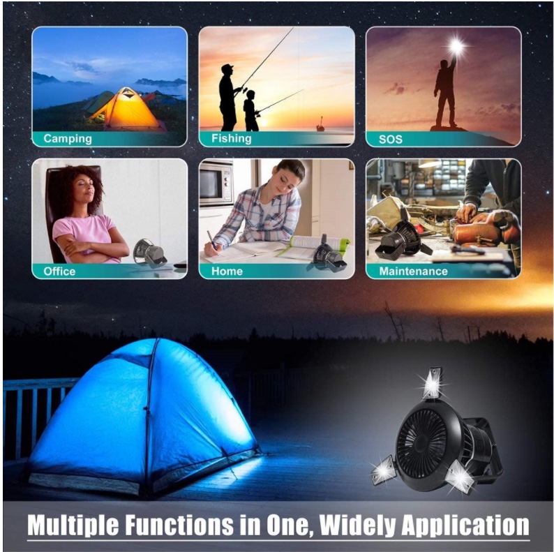 New solar fan lamp USB multi-functional emergency tent lamp detail image 3