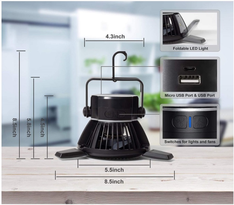 New solar fan lamp USB multi-functional emergency tent lamp detail image 1