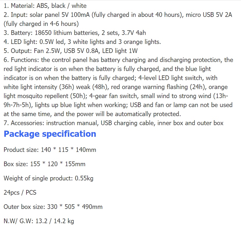 New solar fan lamp USB multi-functional emergency tent lamp detail image 2