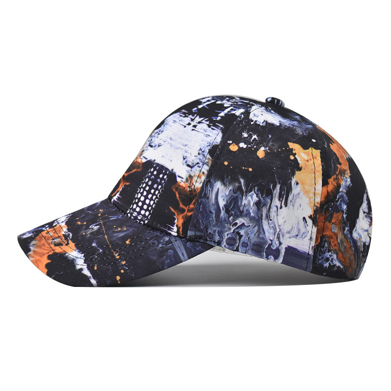 2021 European and American hip-hop personality seven-color tie-dyed baseball caps for men and women, dazzling cross-border fashion spring and Autumn dust-proof sun caps Item Picture