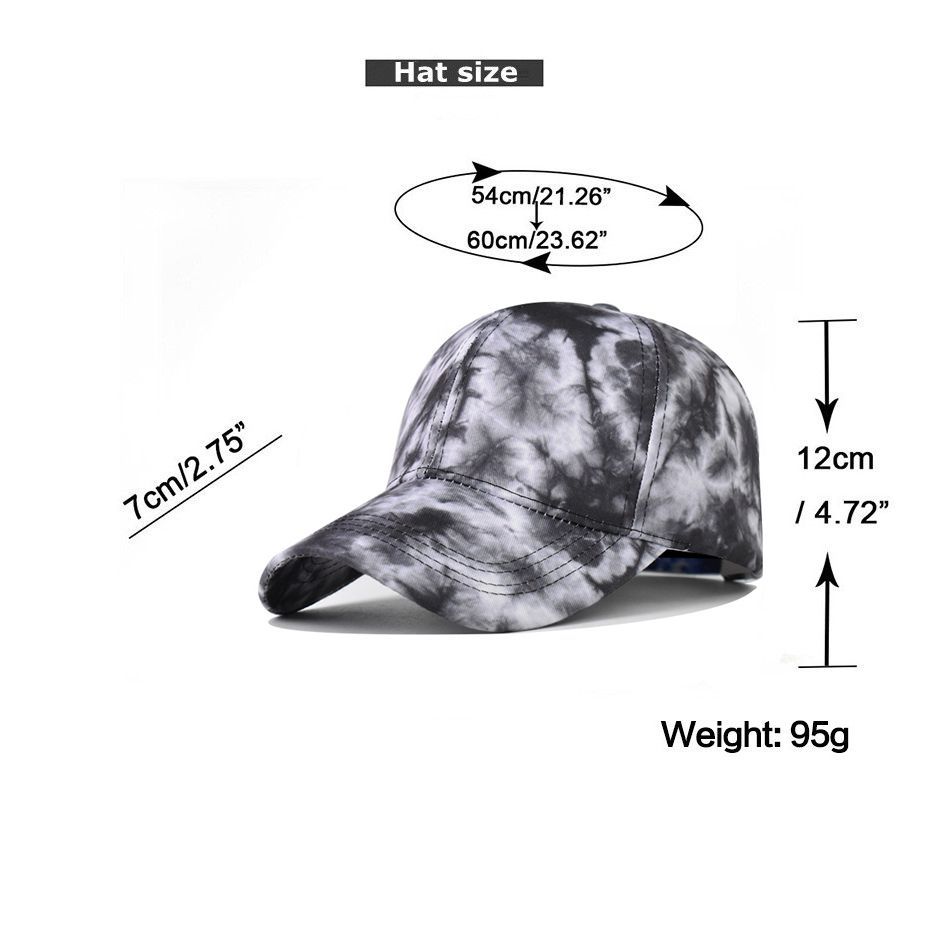 2021 European and American hip-hop personality seven-color tie-dyed baseball caps for men and women, dazzling cross-border fashion spring and Autumn dust-proof sun caps Specification image