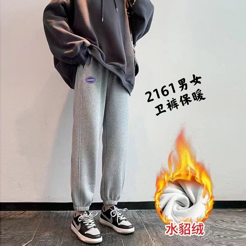 Women's winter fleece sweatpants, thickened casual pants, loose straight-leg tapered pants for autumn and winter, and trendy women's sportswear pants Specification image