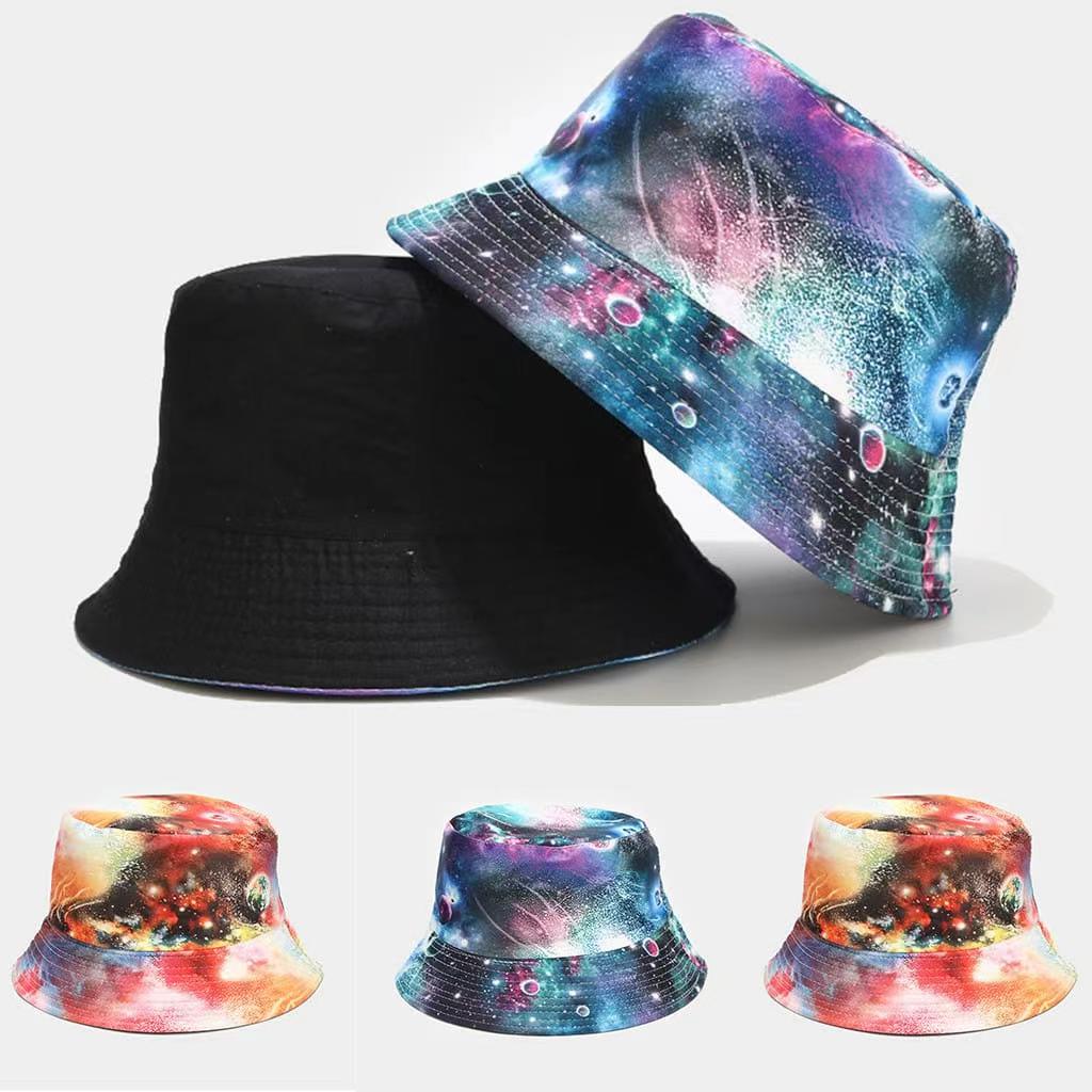 Europa y Estados Unidos cross border nuevo color graffiti sombrero de pescador hombre personalidad moda arte tie dye cuenca sombrero de mujer sombrero de protección solar de verano