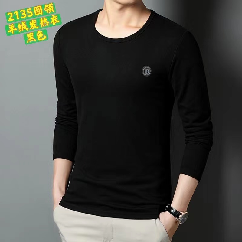 Men's cashmere heating jacket 2021 new round neck warm top, middle-aged men's large-sized dad's long Johns base layer