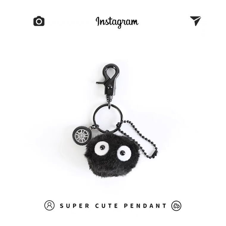 Small coal ball keychains, plush pendants, schoolbags, small pendants, couple accessories, cute cartoon dolls, key chains, gifts