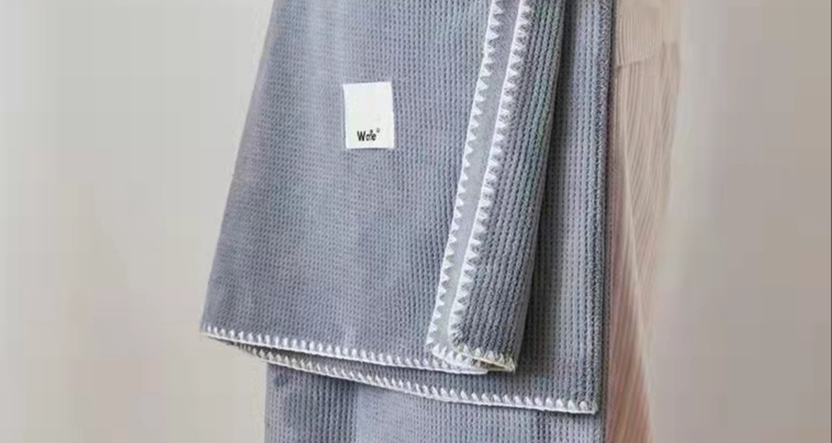 牛奶绒华夫格毯细节图