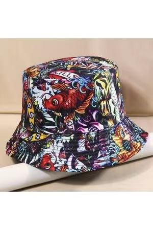 2021 European and American hip-hop personality seven-color tie-dyed fisherman hats for men and women, dazzling cross-border fashion spring and autumn dust-proof sun hats details Picture