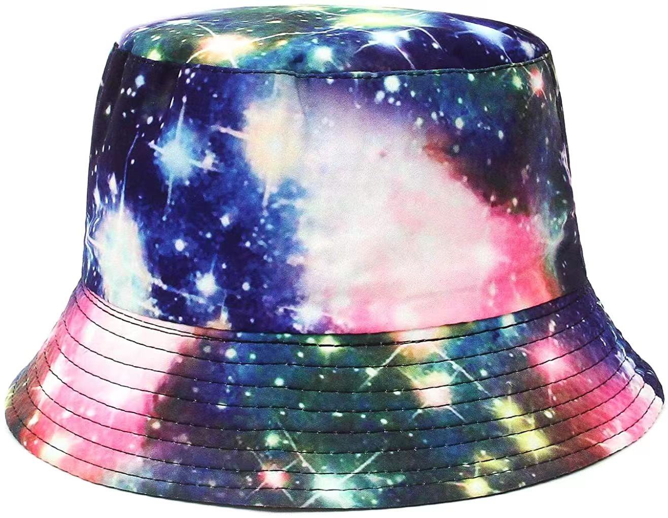2021 European and American hip-hop personality seven-color tie-dyed fisherman hats for men and women, dazzling cross-border fashion spring and autumn dust-proof sun hats Item Picture