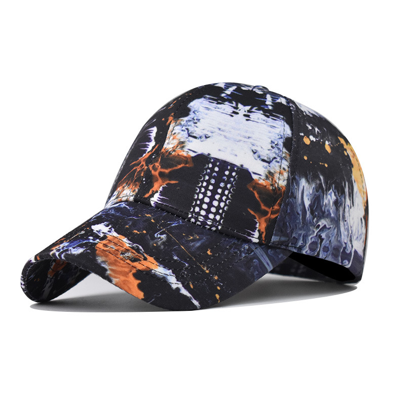 2021 European and American hip-hop personality seven-color tie-dyed baseball caps for men and women, dazzling cross-border fashion spring and Autumn dust-proof sun caps
