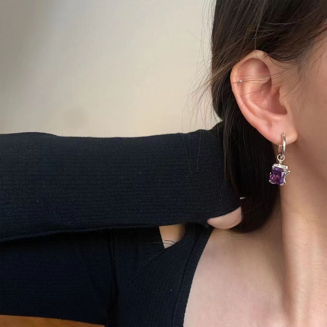 S925彩色锆石流苏耳环