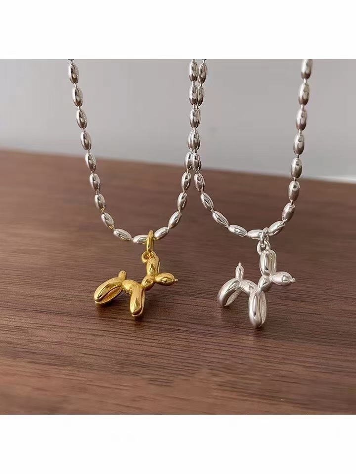 S925 木马吊坠金银珠珠项链