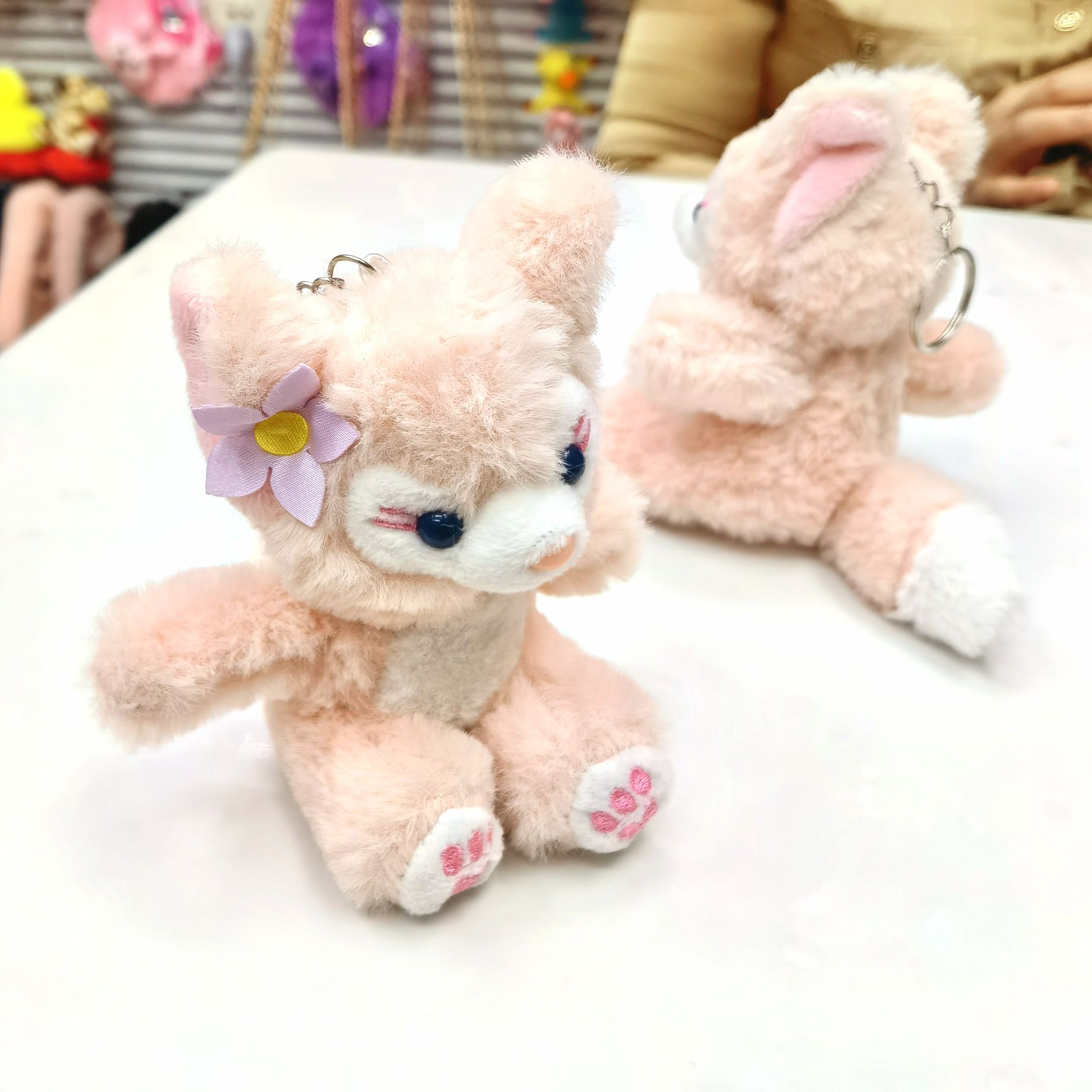 Lina belle peluche colgante de boneca juguete de peluche llavero colgante de dibujos animados colgante de bolsa llavero rebosante cute boneca colgante detail image 5