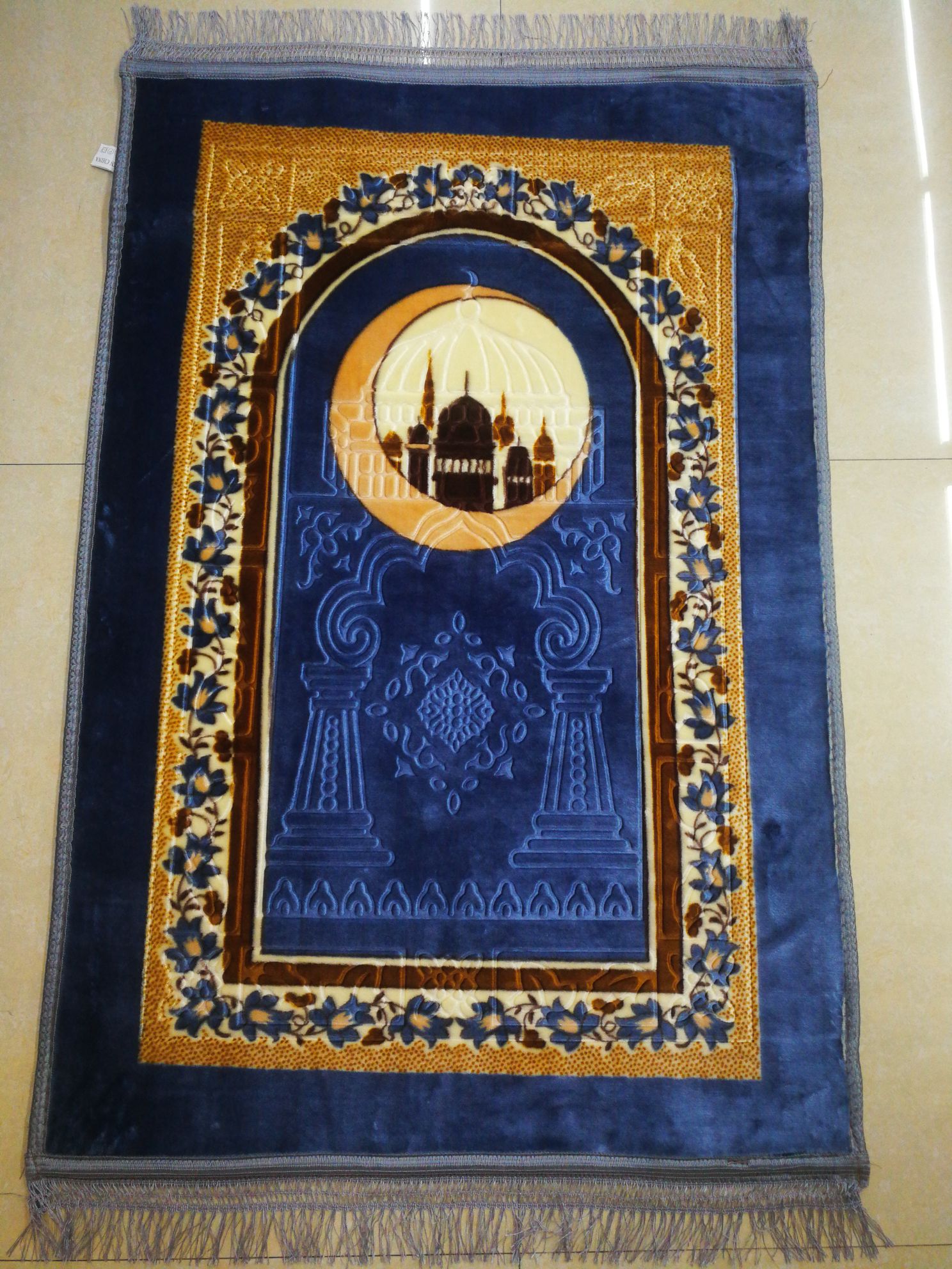 80*120全涤纶印花加压花月亮花花型礼拜毯朝拜垫厂价直销经典老花型销量大详情图7