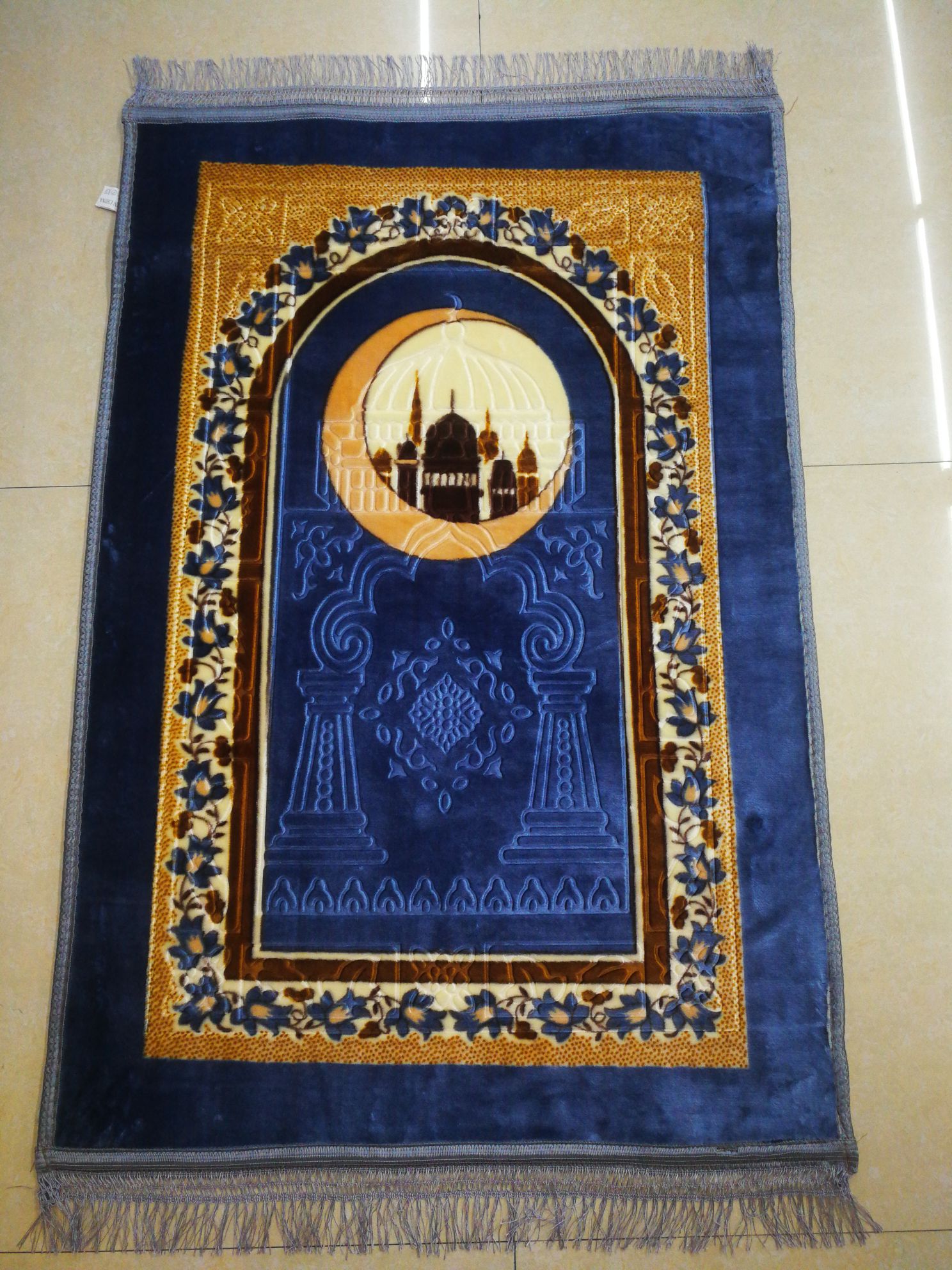 80*120全涤纶印花加压花月亮花花型礼拜毯朝拜垫厂价直销经典老花型销量大详情图9