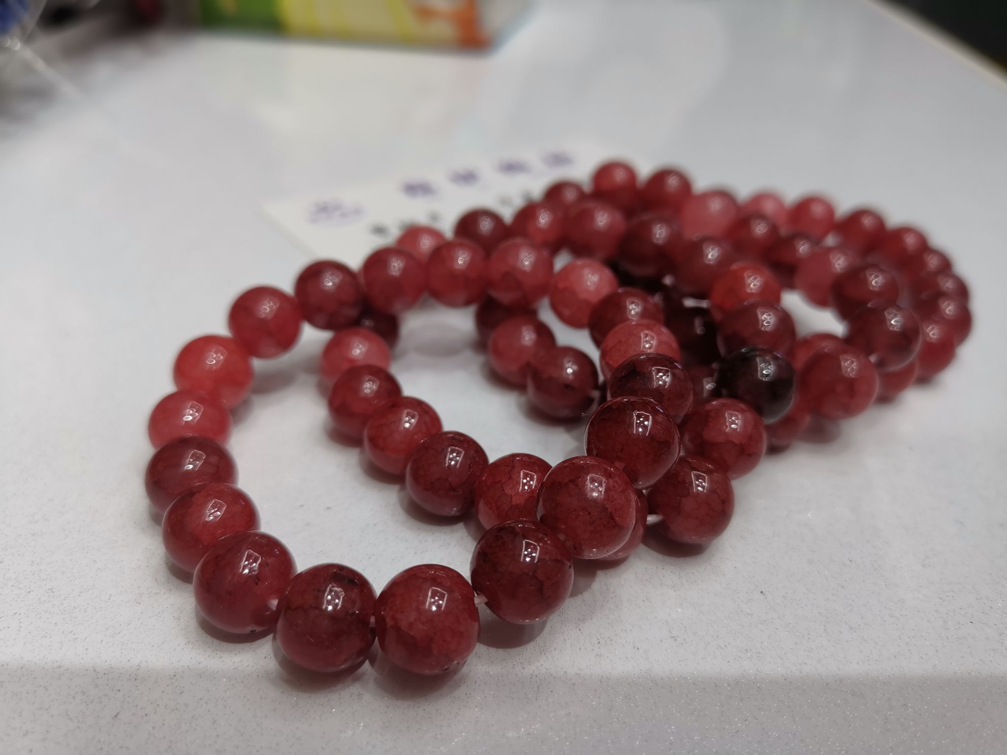 10mm枣红本色碎花圆珠手串