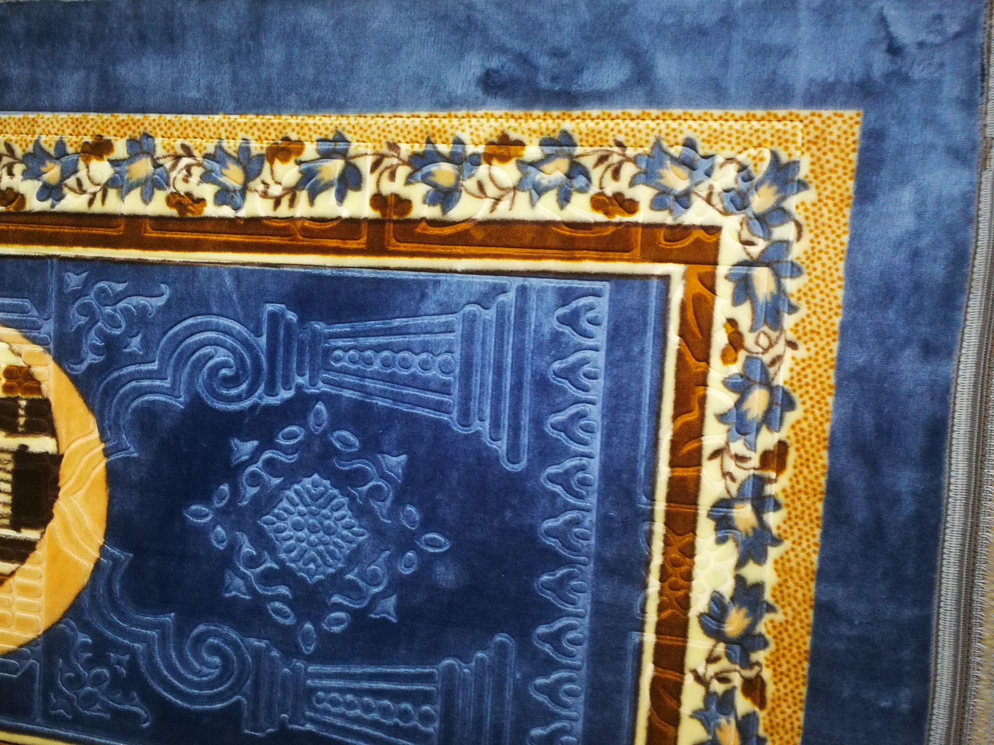 80*120全涤纶印花加压花月亮花花型礼拜毯朝拜垫厂价直销经典老花型销量大详情图5