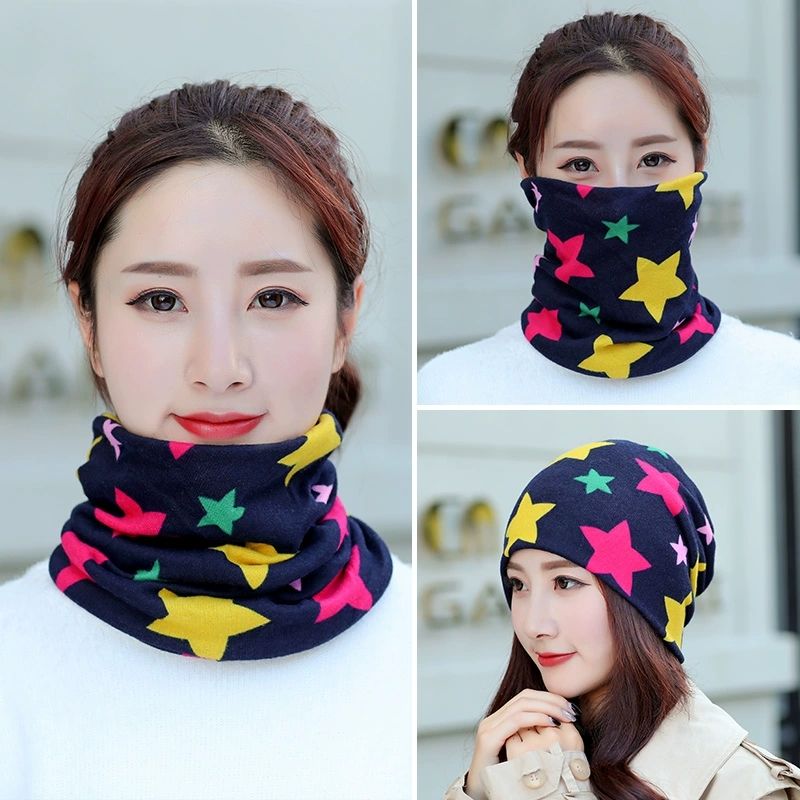 Colorful Five-Pointed Star Pull-Over Hat Moon Hat Pile Pile Hat Neck Set Bib full figure
