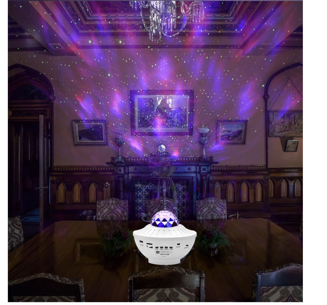 工厂跨境货源创意礼口USB蓝牙音箱旋转星空灯星光投影仪七彩水纹详情图11