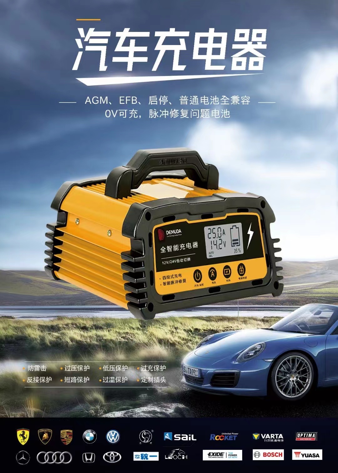 跨境外贸版12V24伏汽车电瓶电池充电器 智能脉冲修复型铅酸蓄电池详情图21