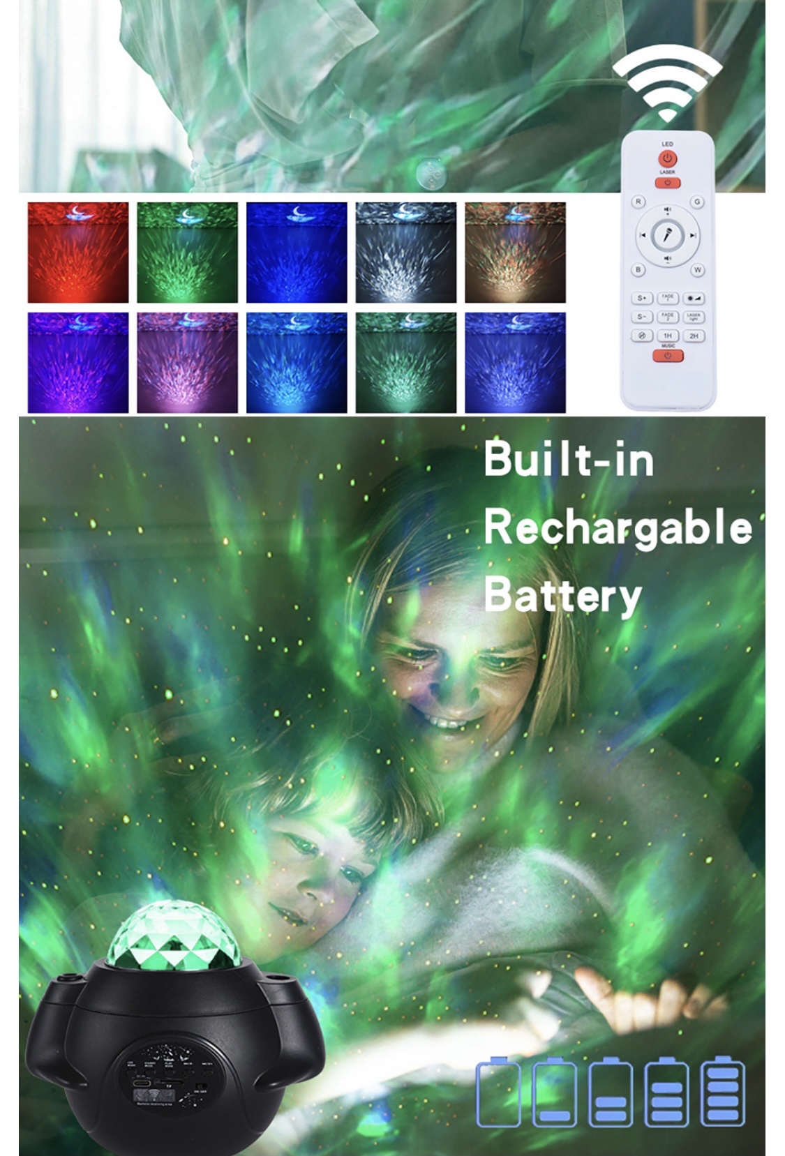 工厂跨境货源创意礼口USB蓝牙音箱旋转星空灯星光投影仪七彩水纹详情图16