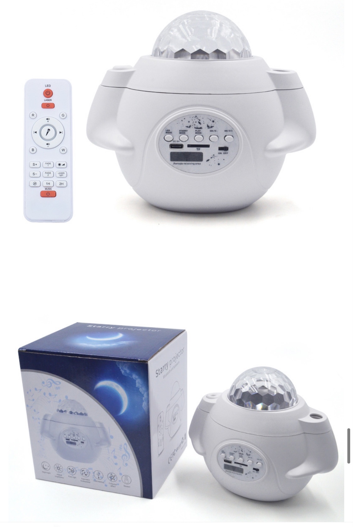 工厂跨境货源创意礼口USB蓝牙音箱旋转星空灯星光投影仪七彩水纹详情图20