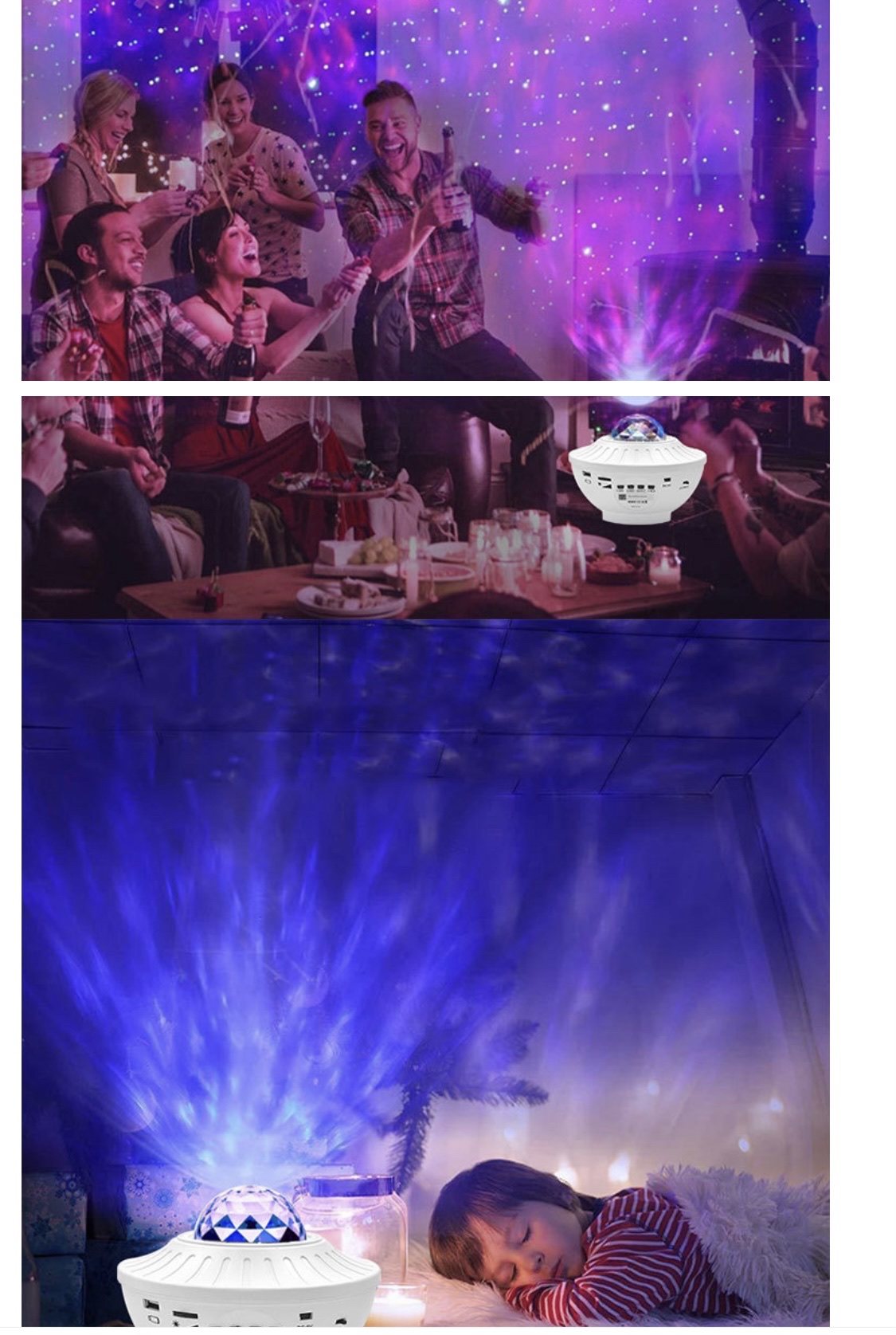 工厂跨境货源创意礼口USB蓝牙音箱旋转星空灯星光投影仪七彩水纹详情图10