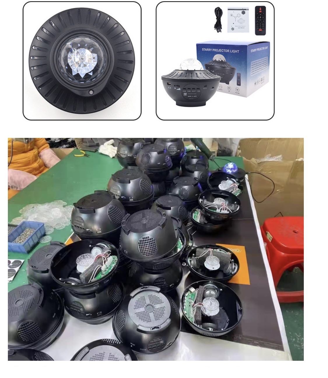 工厂跨境货源创意礼口USB蓝牙音箱旋转星空灯星光投影仪七彩水纹详情图2