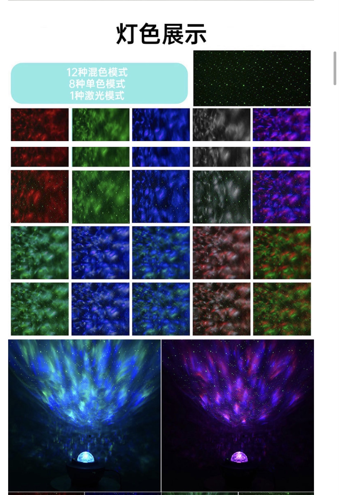 工厂跨境货源创意礼口USB蓝牙音箱旋转星空灯星光投影仪七彩水纹详情图4