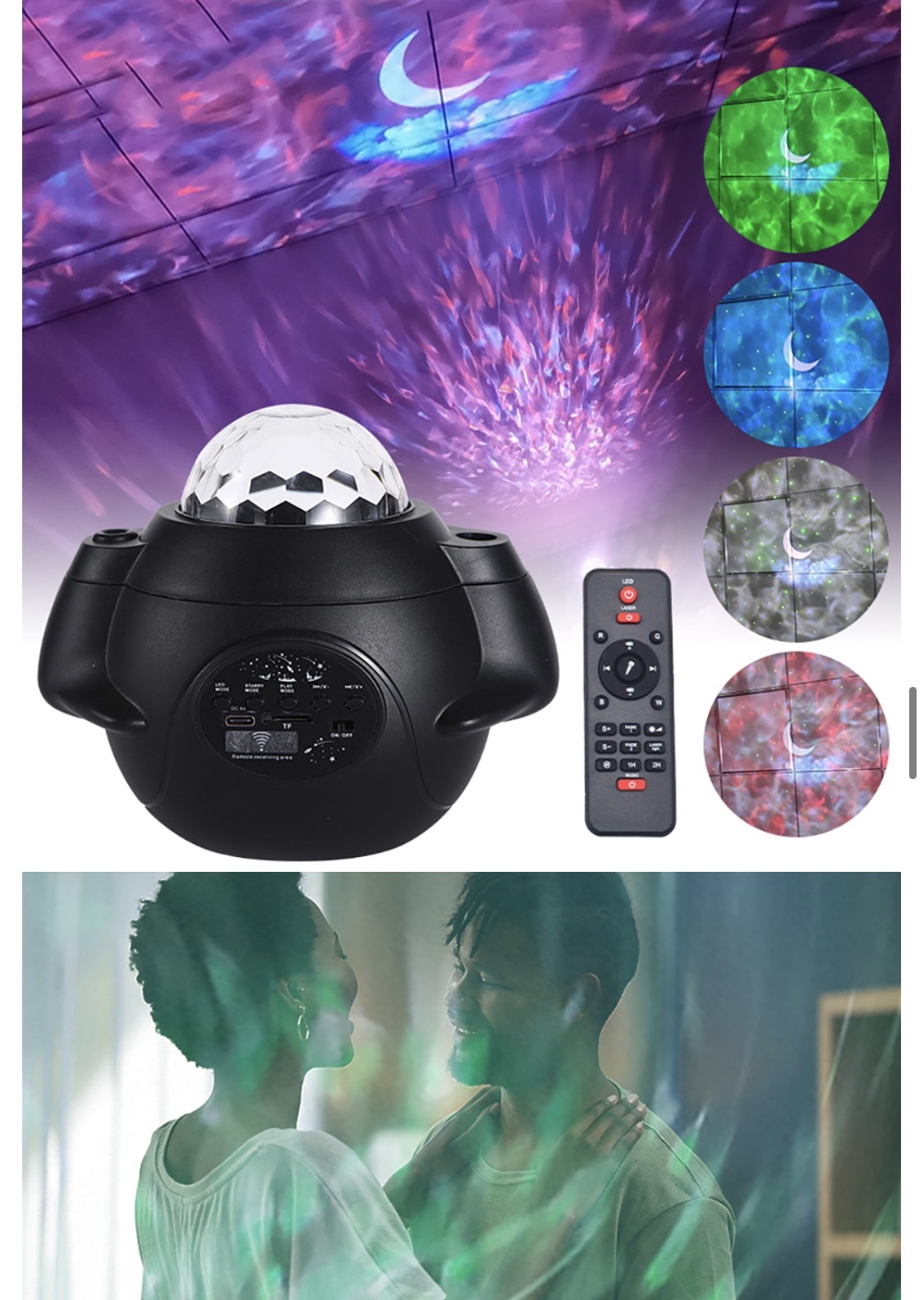 工厂跨境货源创意礼口USB蓝牙音箱旋转星空灯星光投影仪七彩水纹详情图15