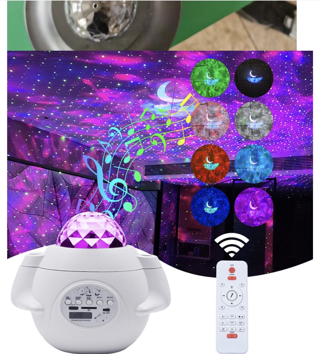 工厂跨境货源创意礼口USB蓝牙音箱旋转星空灯星光投影仪七彩水纹详情图13