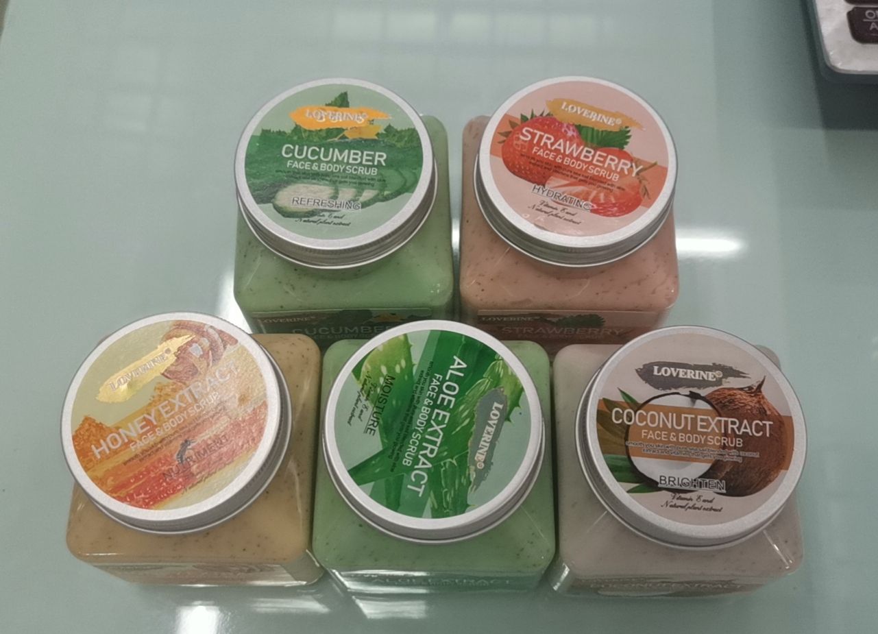 500克铝盖塑料透明瓶磨砂膏去死皮南美热卖水果多款500g face&body scrub详情5