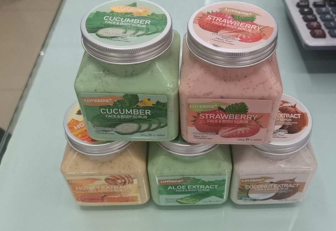 500克铝盖塑料透明瓶磨砂膏去死皮南美热卖水果多款500g face&body scrub详情6
