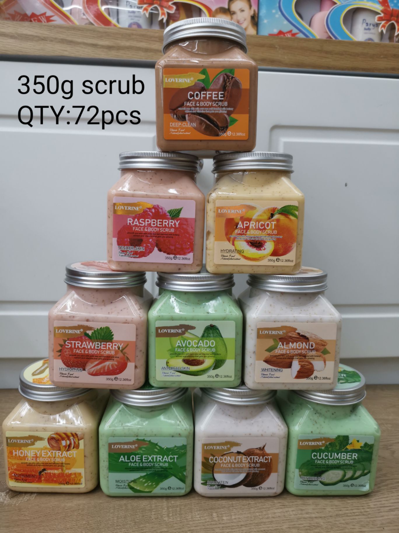 500克铝盖塑料透明瓶磨砂膏去死皮南美热卖水果多款500g face&body scrub详情11