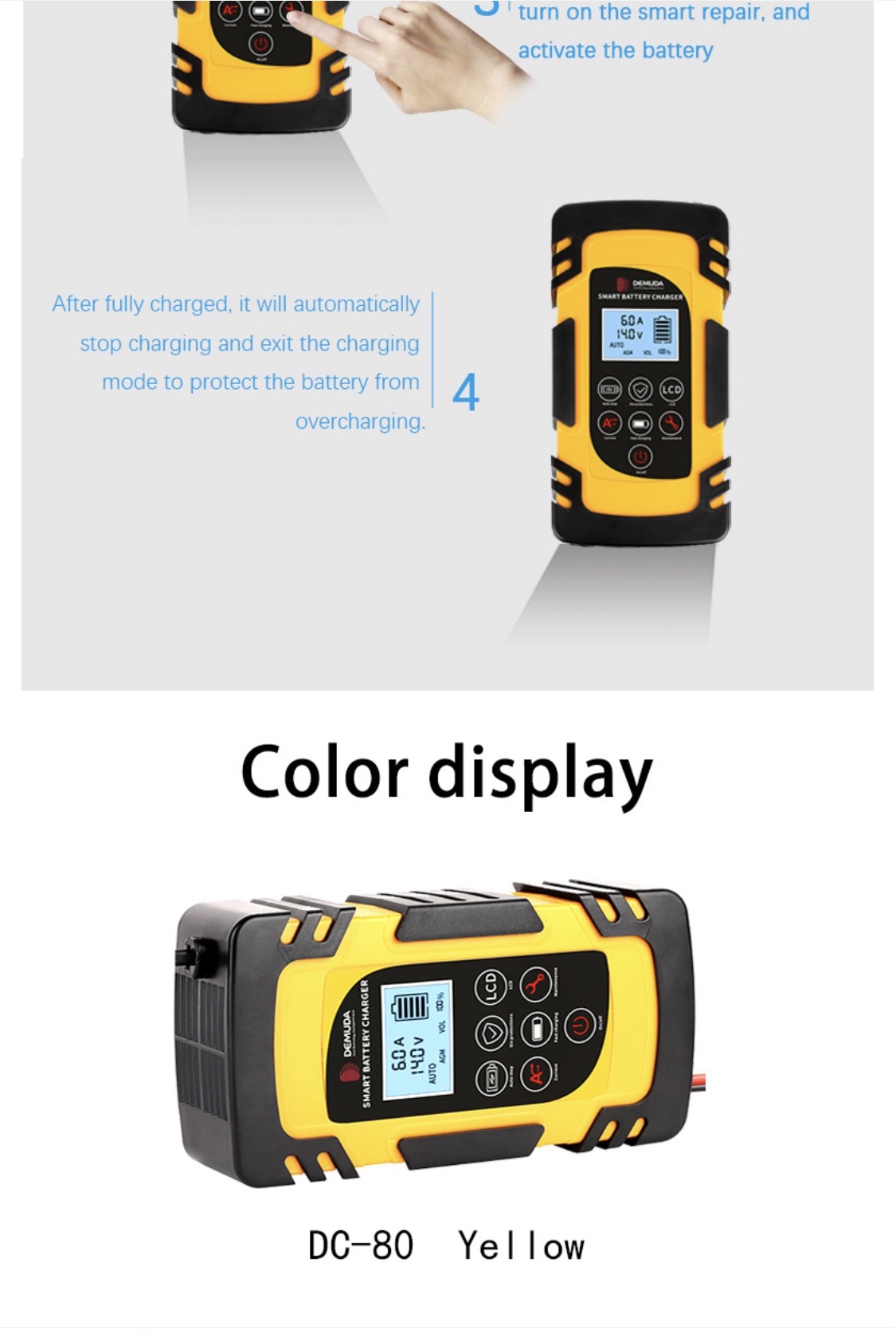 跨境外贸版12V24伏汽车电瓶电池充电器 智能脉冲修复型铅酸蓄电池详情图5