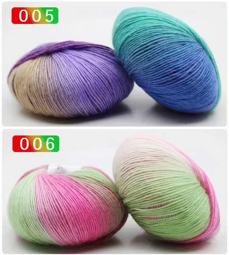Factory direct sales of single-strand segment dyed rainbow wool thread, gradient pattern thread, hand-knitted medium and fine wool thread, cashmere thread, baby thread, crochet, 50g detail image 3