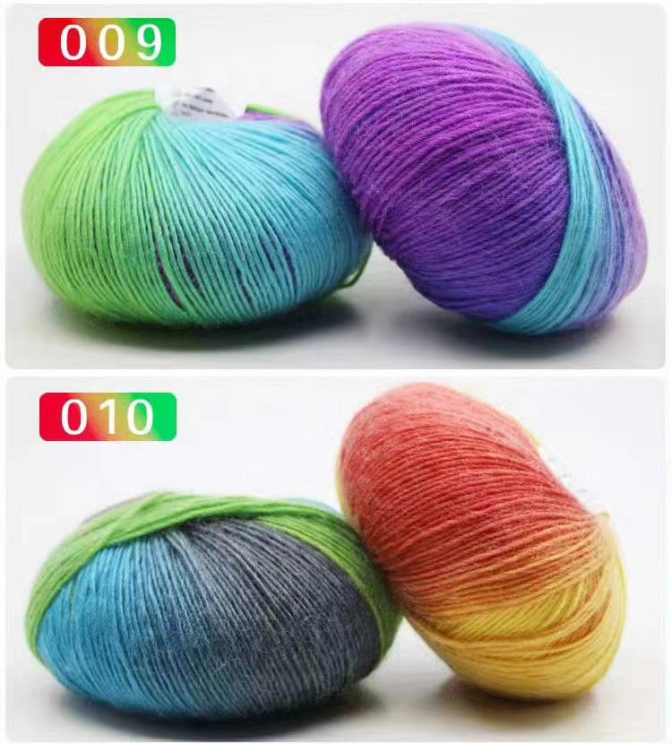 Factory direct sales of single-strand segment dyed rainbow wool thread, gradient pattern thread, hand-knitted medium and fine wool thread, cashmere thread, baby thread, crochet, 50g detail image 5