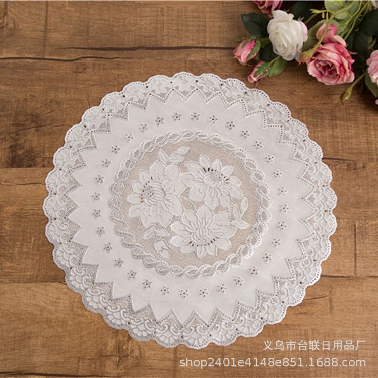 国潮 西餐垫桌垫隔热防烫防滑杯垫碗垫酒店桌巾烫金烫银38cm PVC餐垫