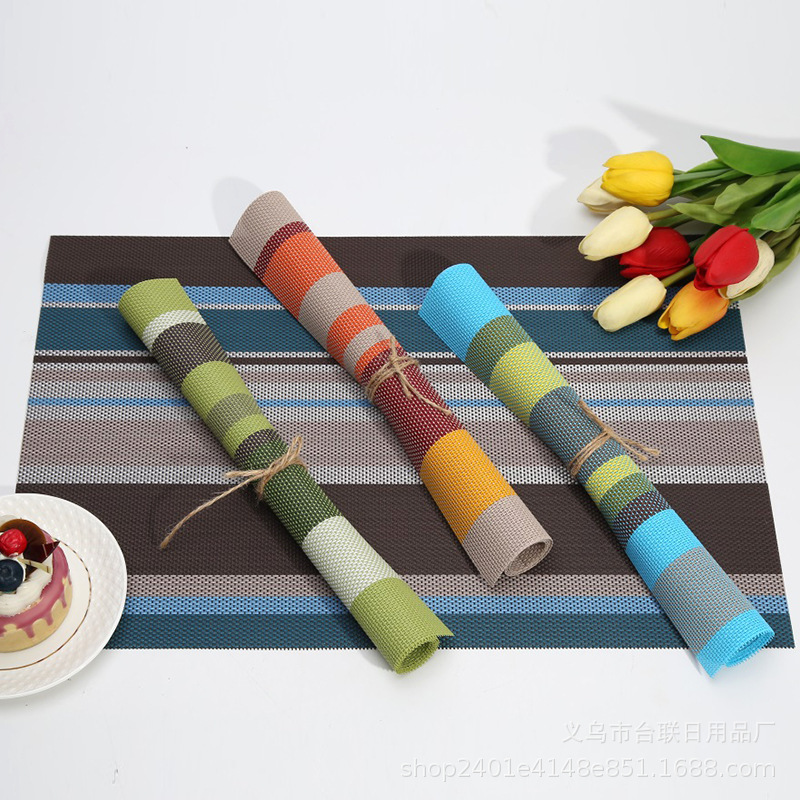 Western Placemat Table Mat Thermal Insulation Anti-Hot Cup Mat Bowl Mat Hotel European Non-Slip Pvc Ring
Double Sided Doily Stripes details Picture