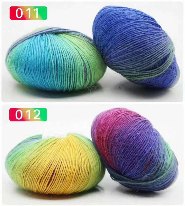 Factory direct sales of single-strand segment dyed rainbow wool thread, gradient pattern thread, hand-knitted medium and fine wool thread, cashmere thread, baby thread, crochet, 50g detail image 6
