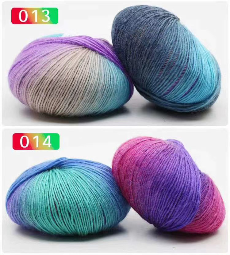 Factory direct sales of single-strand segment dyed rainbow wool thread, gradient pattern thread, hand-knitted medium and fine wool thread, cashmere thread, baby thread, crochet, 50g detail image 7
