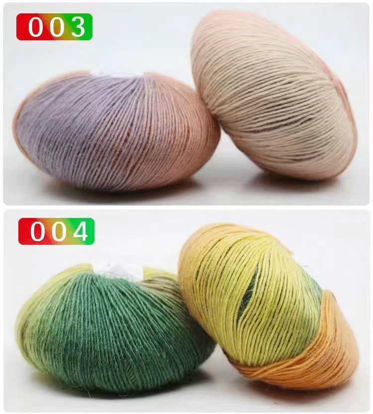 Factory direct sales of single-strand segment dyed rainbow wool thread, gradient pattern thread, hand-knitted medium and fine wool thread, cashmere thread, baby thread, crochet, 50g detail image 2
