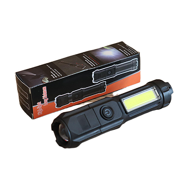 迷你强光手电筒 USB充电 内置锂电池带侧灯 LED户外伸缩远射手电 详情图5